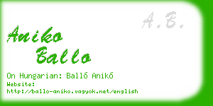 aniko ballo business card